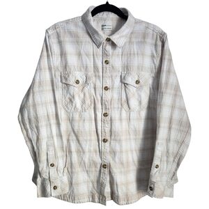 Frank & Oak Beige Plaid Button Down Shirt